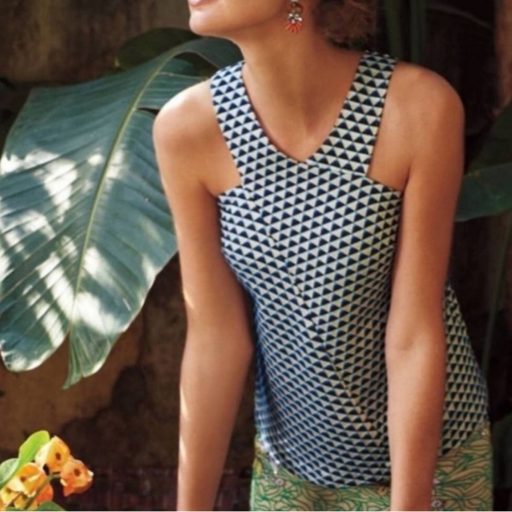 HD in Paris by Anthropologie Blue Triangle Jacquard Top Size 4